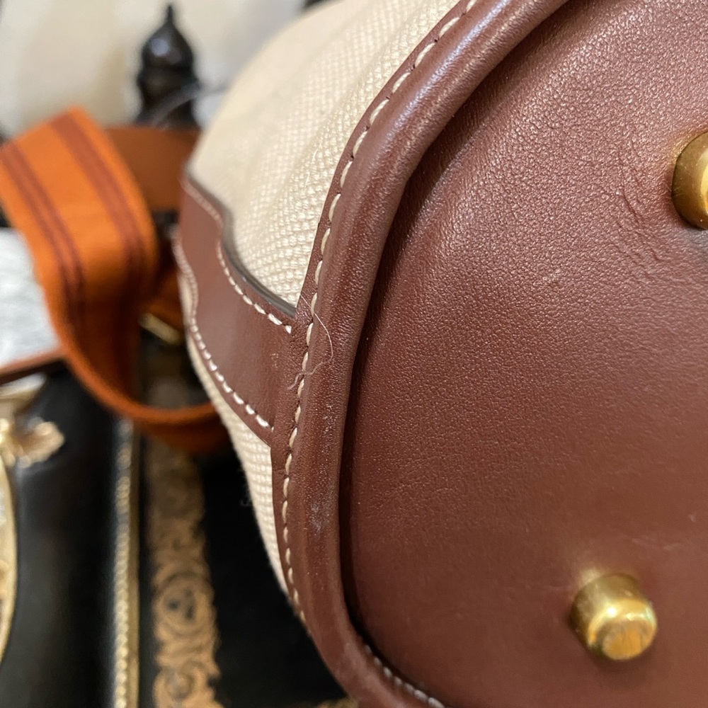 Coach Brown Canvas & Leather Field Bucket Bag with COACH badge, Medium - Picture 10 of 16